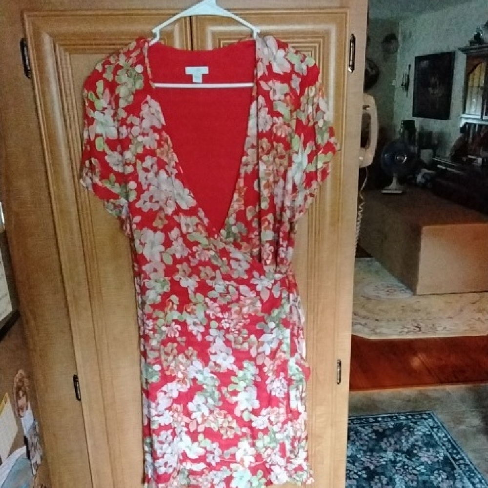 J. Jill Red Floral Mini Dress